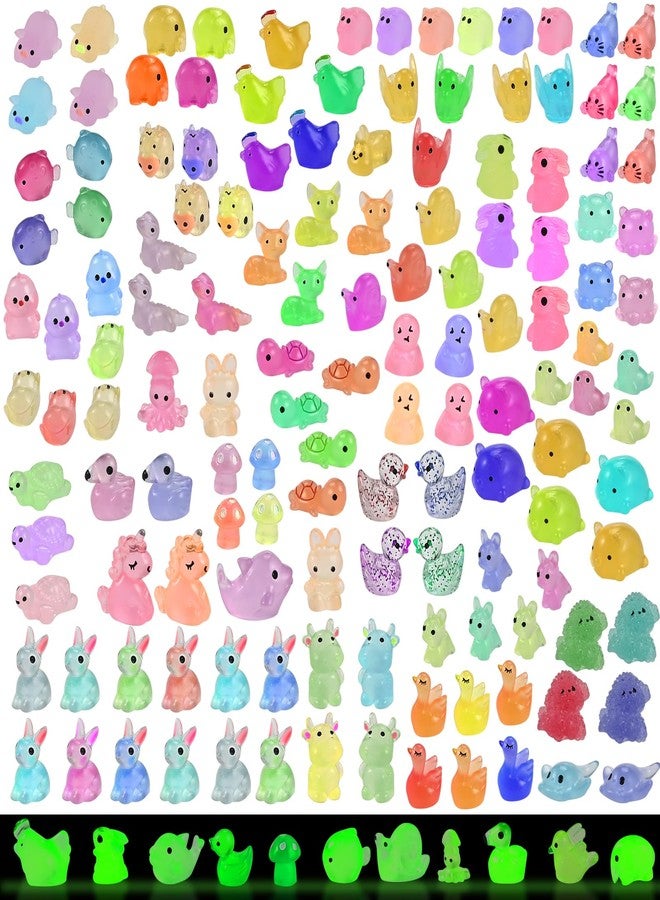 GOLDGE 200 Pcs Mini Resin Animal Set - 32 Styles Glow in The Dark Tiny Figurines for Fairy Garden, Party Favors, Dollhouse, Terrariums & DIY Decor - Image 1